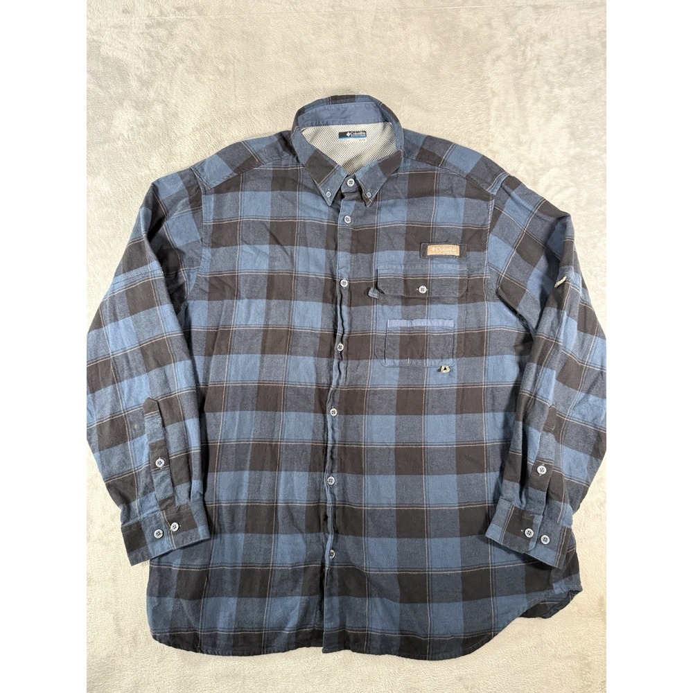 Columbia PHG Shirt Mens XL Plaid Sharptail Hunting Flannel Vented Button Up